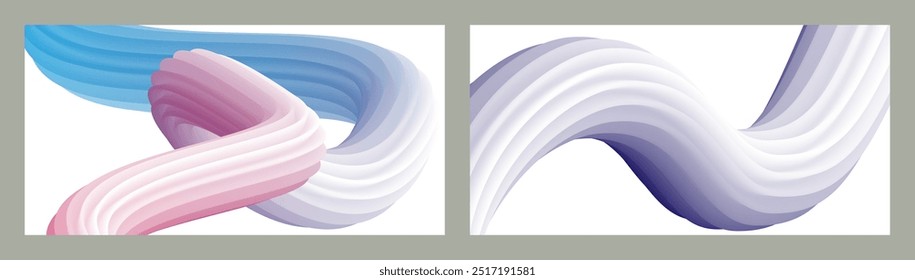 Abstract volumetric background. Cords. set of two illustrations. Toothpaste in a tube. Minimalism. Creative modern background. Cover design, wallpaper, background. eps vector.