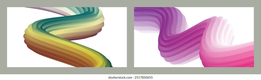 Abstract volumetric background. Cords. set of two illustrations. Toothpaste in a tube. Minimalism. Creative modern background. Cover design, wallpaper, background. eps vector.