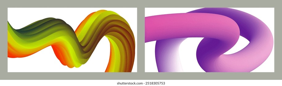 Fondo volumétrico Abstractas. Cordones. conjunto de dos ilustraciones. Pasta dental en un tubo. Minimalismo. Fondo moderno creativo. Diseño de la cubierta, Fondo de pantalla, fondo. eps Vector.