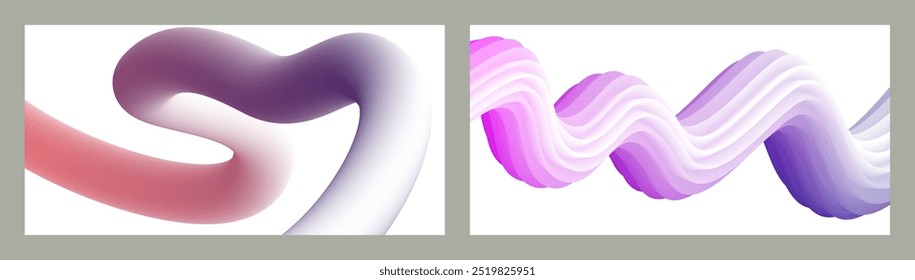 Abstract volumetric background. Cords. set of two illustrations. Toothpaste in a tube. Minimalism. Creative modern background. Cover design, wallpaper, background. eps vector.