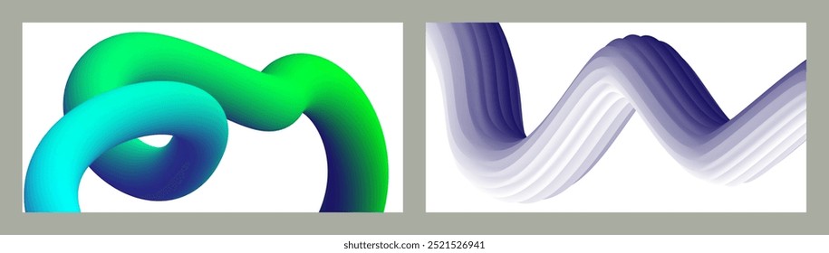 Abstract volumetric background. Cords. set of two illustrations. Toothpaste in a tube. Minimalism. Creative modern background. Cover design, wallpaper, background. eps vector.