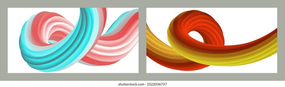 Fondo volumétrico Abstractas. Cordones. conjunto de dos ilustraciones. Pasta dental en un tubo. Minimalismo. Fondo moderno creativo. Diseño de la cubierta, Fondo de pantalla, fondo. eps Vector.