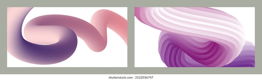 Abstract volumetric background. Cords. set of two illustrations. Toothpaste in a tube. Minimalism. Creative modern background. Cover design, wallpaper, background. eps vector.