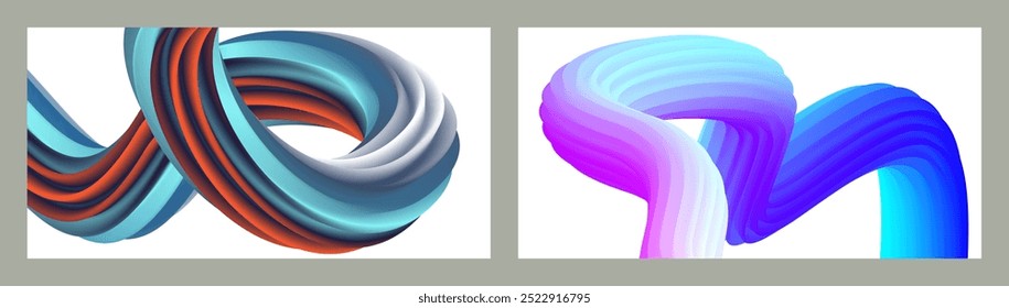 Abstract volumetric background. Cords. set of two illustrations. Toothpaste in a tube. Minimalism. Creative modern background. Cover design, wallpaper, background. eps vector.