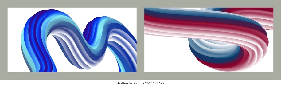 Abstract volumetric background. Cords. set of two illustrations. Toothpaste in a tube. Minimalism. Creative modern background. Cover design, wallpaper, background. eps vector.