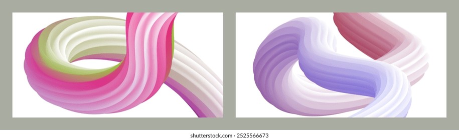 Fondo volumétrico Abstractas. Cordones. conjunto de dos ilustraciones. Pasta dental en un tubo. Minimalismo. Fondo moderno creativo. Diseño de la cubierta, Fondo de pantalla, fondo. eps Vector.