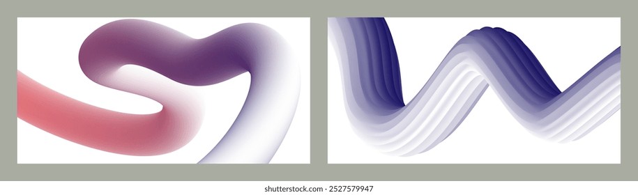 Fondo volumétrico Abstractas. Cordones. conjunto de dos ilustraciones. Pasta dental en un tubo. Minimalismo. Fondo moderno creativo. Diseño de la cubierta, Fondo de pantalla, fondo. eps Vector.
