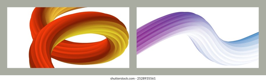 Abstract volumetric background. Cords. set of two illustrations. Toothpaste in a tube. Minimalism. Creative modern background. Cover design, wallpaper, background. eps vector.