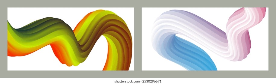 Fondo volumétrico Abstractas. Cordones. conjunto de dos ilustraciones. Pasta dental en un tubo. Minimalismo. Fondo moderno creativo. Diseño de la cubierta, Fondo de pantalla, fondo. eps Vector.