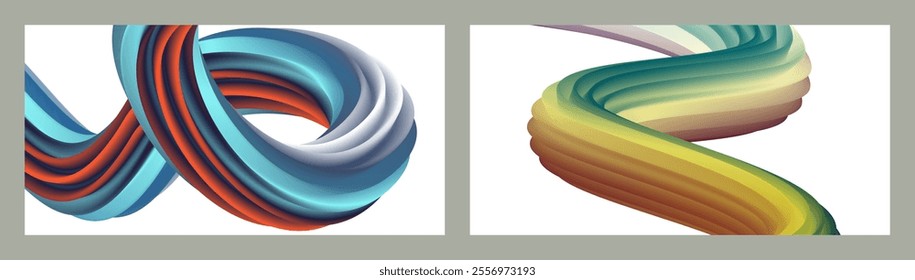 Abstract volumetric background. Cords. set of two illustrations. Toothpaste in a tube. Minimalism. Creative modern background. Cover design, wallpaper, background. eps vector.