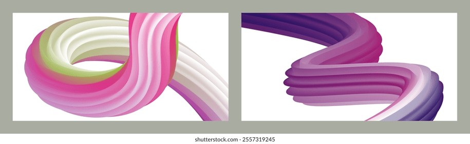 Abstract volumetric background. Cords. set of two illustrations. Toothpaste in a tube. Minimalism. Creative modern background. Cover design, wallpaper, background. eps vector.