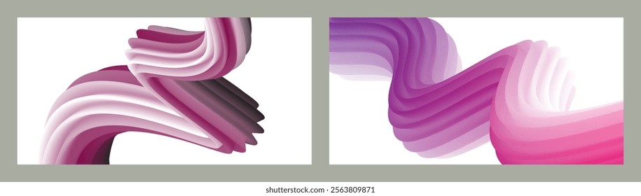 Abstract volumetric background. Cords. set of two illustrations. Toothpaste in a tube. Minimalism. Creative modern background. Cover design, wallpaper, background. eps vector.