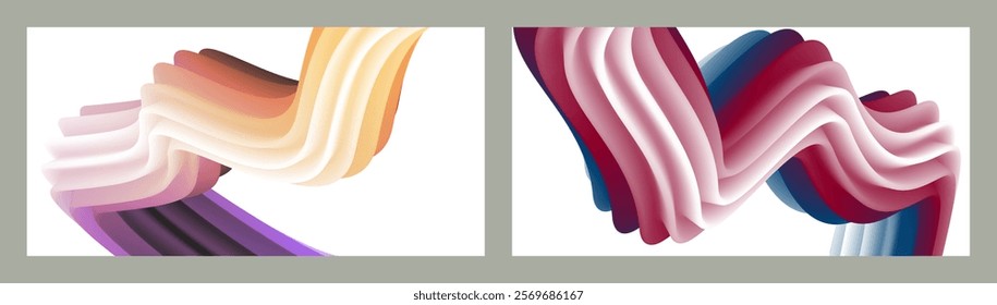 Abstract volumetric background. Cords. set of two illustrations. Toothpaste in a tube. Minimalism. Creative modern background. Cover design, wallpaper, background. eps vector.