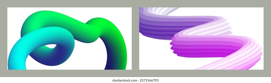 Abstract volumetric background. Cords. set of two illustrations. Toothpaste in a tube. Minimalism. Creative modern background. Cover design, wallpaper, background. eps vector.