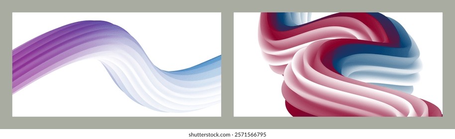 Abstract volumetric background. Cords. set of two illustrations. Toothpaste in a tube. Minimalism. Creative modern background. Cover design, wallpaper, background. eps vector.