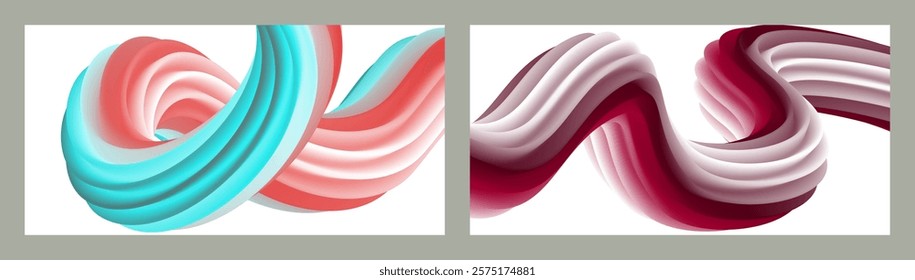 Abstract volumetric background. Cords. set of two illustrations. Toothpaste in a tube. Minimalism. Creative modern background. Cover design, wallpaper, background. eps vector.