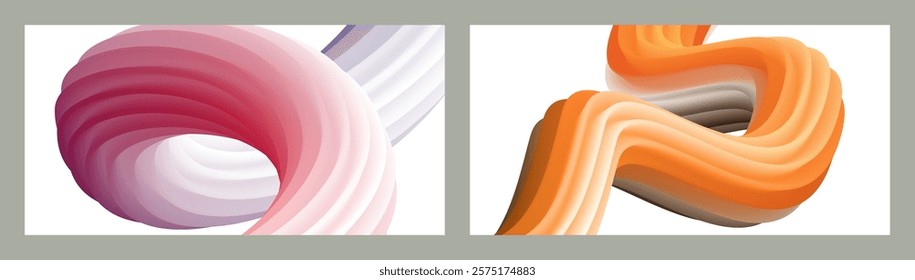 Abstract volumetric background. Cords. set of two illustrations. Toothpaste in a tube. Minimalism. Creative modern background. Cover design, wallpaper, background. eps vector.