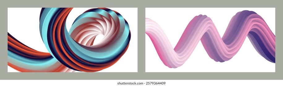 Abstract volumetric background. Cords. set of two illustrations. Toothpaste in a tube. Minimalism. Creative modern background. Cover design, wallpaper, background. eps vector.
