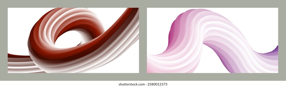 Abstract volumetric background. Cords. set of two illustrations. Toothpaste in a tube. Minimalism. Creative modern background. Cover design, wallpaper, background. eps vector.