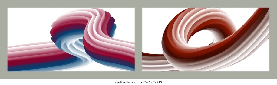 Abstract volumetric background. Cords. set of two illustrations. Toothpaste in a tube. Minimalism. Creative modern background. Cover design, wallpaper, background. eps vector.
