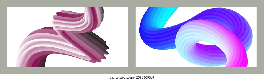 Abstract volumetric background. Cords. set of two illustrations. Toothpaste in a tube. Minimalism. Creative modern background. Cover design, wallpaper, background. eps vector.