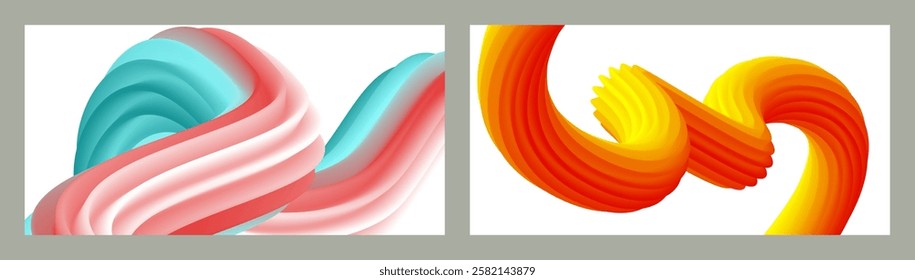 Abstract volumetric background. Cords. set of two illustrations. Toothpaste in a tube. Minimalism. Creative modern background. Cover design, wallpaper, background. eps vector.