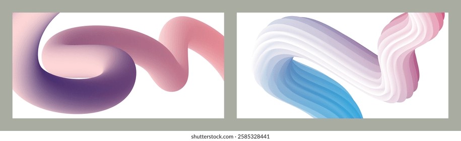 Abstract volumetric background. Cords. set of two illustrations. Toothpaste in a tube. Minimalism. Creative modern background. Cover design, wallpaper, background. eps vector.