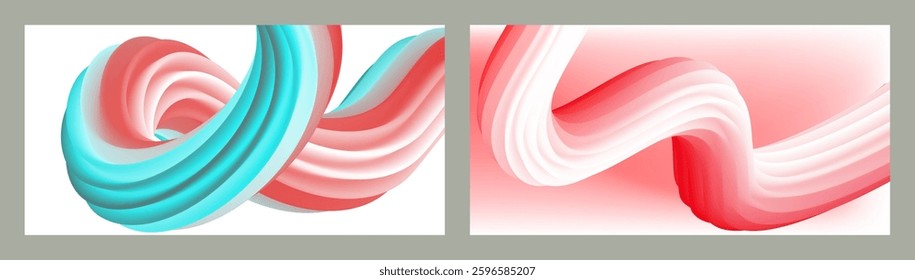Abstract volumetric background. Cords. set of two illustrations. Toothpaste in a tube. Minimalism. Creative modern background. Cover design, wallpaper, background. eps vector.