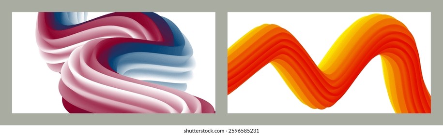 Abstract volumetric background. Cords. set of two illustrations. Toothpaste in a tube. Minimalism. Creative modern background. Cover design, wallpaper, background. eps vector.