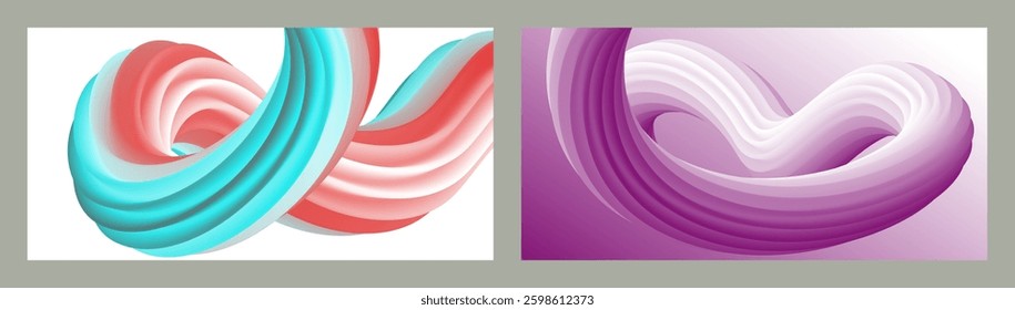 Abstract volumetric background. Cords. set of two illustrations. Toothpaste in a tube. Minimalism. Creative modern background. Cover design, wallpaper, background. eps vector.