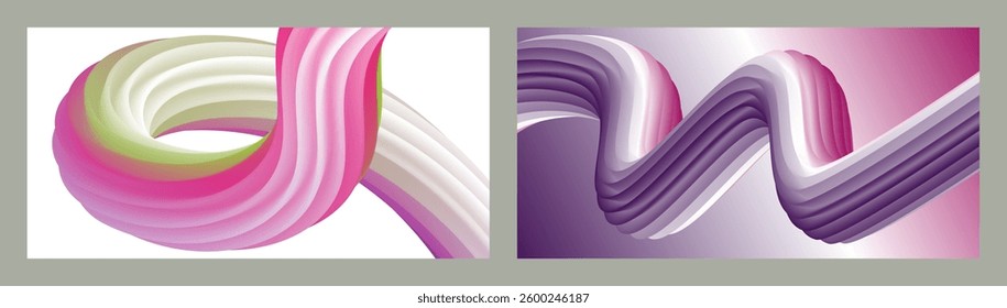 Abstract volumetric background. Cords. set of two illustrations. Toothpaste in a tube. Minimalism. Creative modern background. Cover design, wallpaper, background. eps vector.