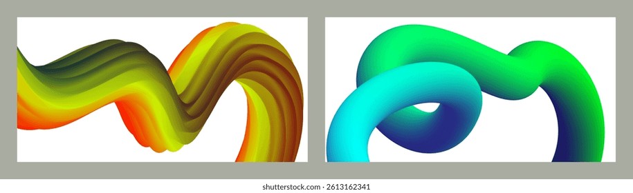 Abstract volumetric background. Cords. set of two illustrations. Toothpaste in a tube. Minimalism. Creative modern background. Cover design, wallpaper, background. eps vector.