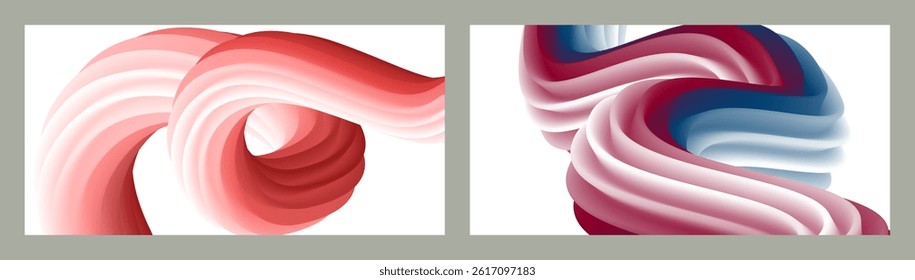 Abstract volumetric background. Cords. set of two illustrations. Toothpaste in a tube. Minimalism. Creative modern background. Cover design, wallpaper, background. eps vector.