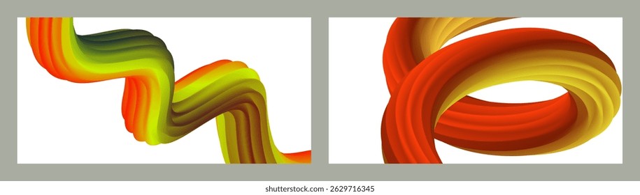 Abstract volumetric background. Cords. set of two illustrations. Toothpaste in a tube. Minimalism. Creative modern background. Cover design, wallpaper, background. eps vector.
