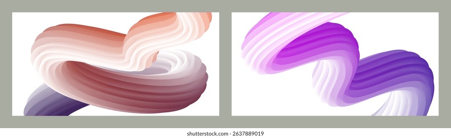Abstract volumetric background. Cords. set of two illustrations. Toothpaste in a tube. Minimalism. Creative modern background. Cover design, wallpaper, background. eps vector.
