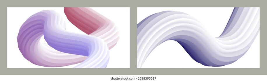 Abstract volumetric background. Cords. set of two illustrations. Toothpaste in a tube. Minimalism. Creative modern background. Cover design, wallpaper, background. eps vector.