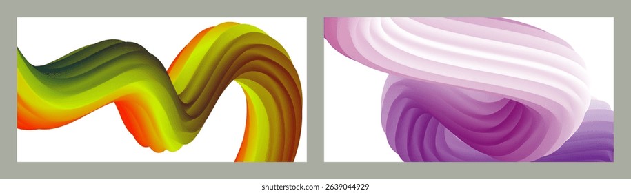 Abstract volumetric background. Cords. set of two illustrations. Toothpaste in a tube. Minimalism. Creative modern background. Cover design, wallpaper, background. eps vector.