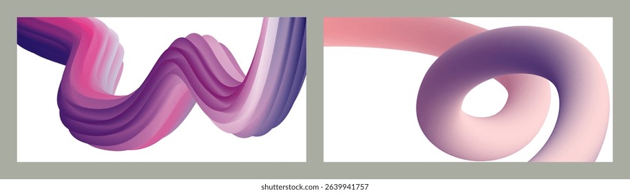 Abstract volumetric background. Cords. set of two illustrations. Toothpaste in a tube. Minimalism. Creative modern background. Cover design, wallpaper, background. eps vector.