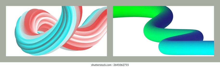 Abstract volumetric background. Cords. set of two illustrations. Toothpaste in a tube. Minimalism. Creative modern background. Cover design, wallpaper, background. eps vector.