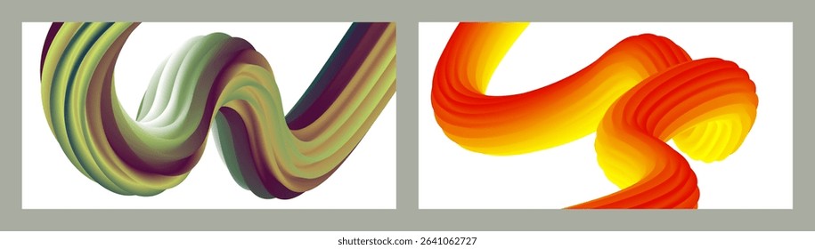 Abstract volumetric background. Cords. set of two illustrations. Toothpaste in a tube. Minimalism. Creative modern background. Cover design, wallpaper, background. eps vector.