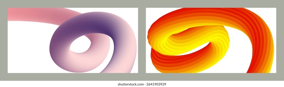 Abstract volumetric background. Cords. set of two illustrations. Toothpaste in a tube. Minimalism. Creative modern background. Cover design, wallpaper, background. eps vector.