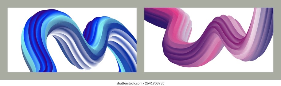 Abstract volumetric background. Cords. set of two illustrations. Toothpaste in a tube. Minimalism. Creative modern background. Cover design, wallpaper, background. eps vector.