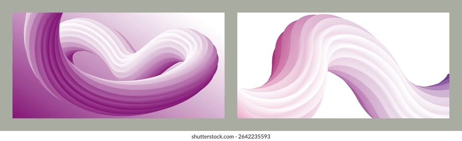Abstract volumetric background. Cords. set of two illustrations. Toothpaste in a tube. Minimalism. Creative modern background. Cover design, wallpaper, background. eps vector.