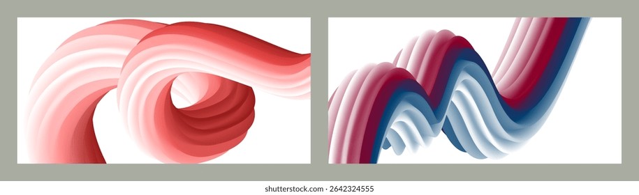 Resumo volumétrico. Cords. conjunto de duas ilustrações. Pasta de dente em um tubo. Minimalismo. Fundo moderno criativo. Projeto da tampa, papel de parede, fundo. eps vetor.