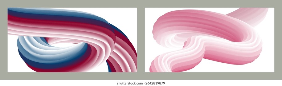Resumo volumétrico. Cords. conjunto de duas ilustrações. Pasta de dente em um tubo. Minimalismo. Fundo moderno criativo. Projeto da tampa, papel de parede, fundo. eps vetor.