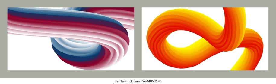 Resumo volumétrico. Cords. conjunto de duas ilustrações. Pasta de dente em um tubo. Minimalismo. Fundo moderno criativo. Projeto da tampa, papel de parede, fundo. eps vetor.