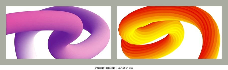 Resumo volumétrico. Cords. conjunto de duas ilustrações. Pasta de dente em um tubo. Minimalismo. Fundo moderno criativo. Projeto da tampa, papel de parede, fundo. eps vetor.