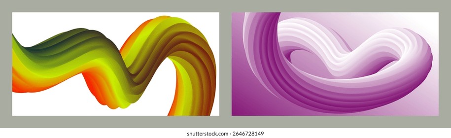 Resumo volumétrico. Cords. conjunto de duas ilustrações. Pasta de dente em um tubo. Minimalismo. Fundo moderno criativo. Projeto da tampa, papel de parede, fundo. eps vetor.