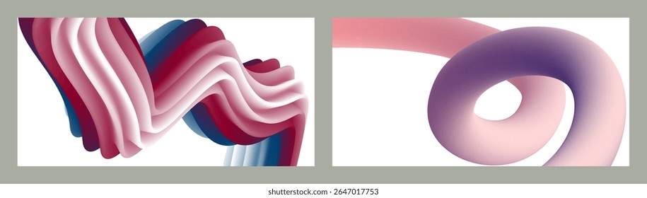 Resumo volumétrico. Cords. conjunto de duas ilustrações. Pasta de dente em um tubo. Minimalismo. Fundo moderno criativo. Projeto da tampa, papel de parede, fundo. eps vetor.