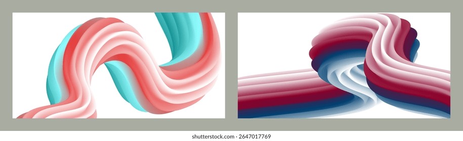 Resumo volumétrico. Cords. conjunto de duas ilustrações. Pasta de dente em um tubo. Minimalismo. Fundo moderno criativo. Projeto da tampa, papel de parede, fundo. eps vetor.